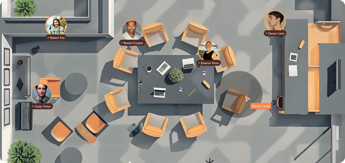 Virtual office space with character movement