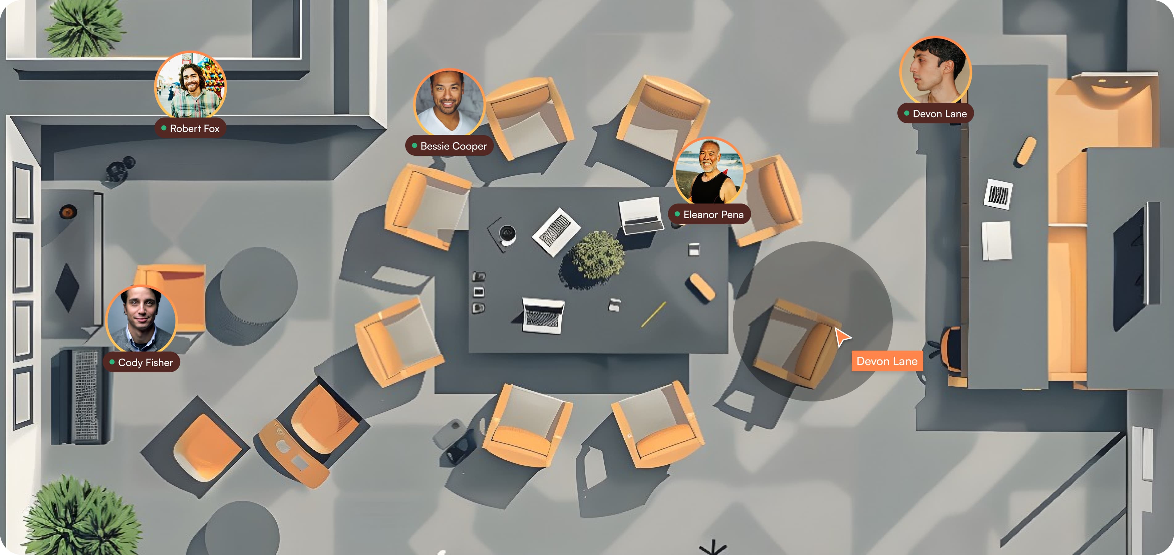 Virtual office with team collaboration